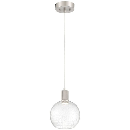 Access Lighting Port Nine Burgundy, Burgundy LED Pendant, Brushed Steel Finish, Seeded Glass 63142LEDD-BS/SDG